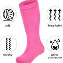 Zando 6 Pairs Youth Soccer Socks Baseball Socks Boys Girls Knee High Socks School Uniform Socks Outdoor Long Tube Socks (12-14 Years, Green/Orange/Red/White/Black/Navy)