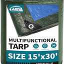 TARPAL 15x30 Feet Green Tarp Waterproof Multipurpose Protective Cover All Purpose Outdoor Poly Tarps Cover for Swimming Pool, Boat, car, Camping, firewood,Outdoor Furniture, Roof Waterproofing