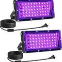 50W LED Black Lights, 2 Pack IP66 Waterproof UV Blacklight Floodlight, Black Light for Glow Party, Dance, Halloween Decor, UV Light Spotlight and Body Paint