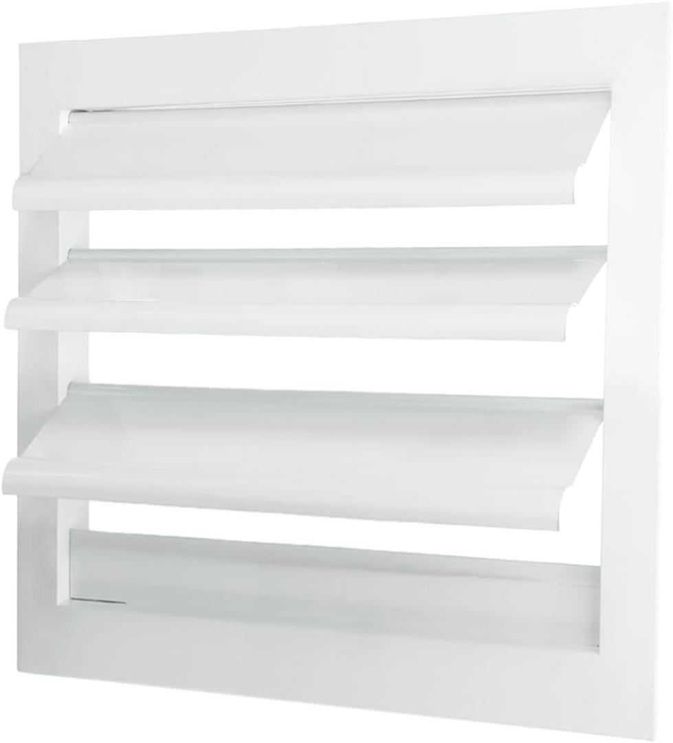 PATIKIL 8x8 Inch Aluminum Vent Cover, Louver Shutter Exhaust Fan Louvered Vent Automatic Gravity Square Grill Self-Closing Vent Cover for Greenhouse Industrial Exhaust HVAC System, White