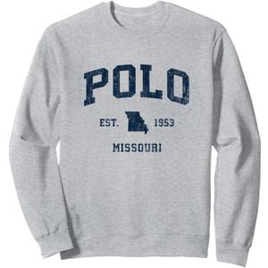 Polo Missouri MO Vintage Athletic Navy Sports Design Sweatshirt (Gray, M)