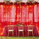 1010ft Red Tulle Backdrop Curtain with Lights String for Parites, Sheer Photo Backdrop Curtains for Wedding Party Photography Background