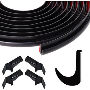 40 FT RV Rain Gutter, J-Shape Drip Rail with 4 RV Rain Gutter Spouts, 1/2 Inch PVC Plastic Roof Rain Diverter Strip to Control Water Runoff for Rv, Vans, Cars, Truck, Caravans, w/3M Tape (Black)