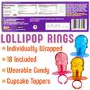 2 x Halloween Day of the Dead Sugar Skull Lollipop Rings, Dia De Los Muertos Individually Wrapped Candy, Box of 18