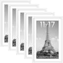 upsimples 11x17 Picture Frame Set of 5, Display Pictures 9x15 with Mat or 11 x 17 Without, Wall Gallery Poster Frames, White