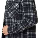 WallFlower Casual Fleece and Plaid Shackets Jackets Juniors for Women, Soft Button-Down (Black, XL)
