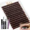 B&Q Mocha Brown Lash Clusters Kit | 280 Pcs Brown Wispy & Natural Eyelash Clusters for Beginner DIY, Complete Lash Extension Kit with Bond and Seal, Fake Eyelashes for Natural Look80D 10-18mm)
