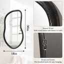 Asymmetrical Wood Mirror Irregular Wall Mirror Large Bathroom Mirror for Over Sink Rustic Black Wall Mounted Mirror for Living Room Bedroom Entryway Hallway