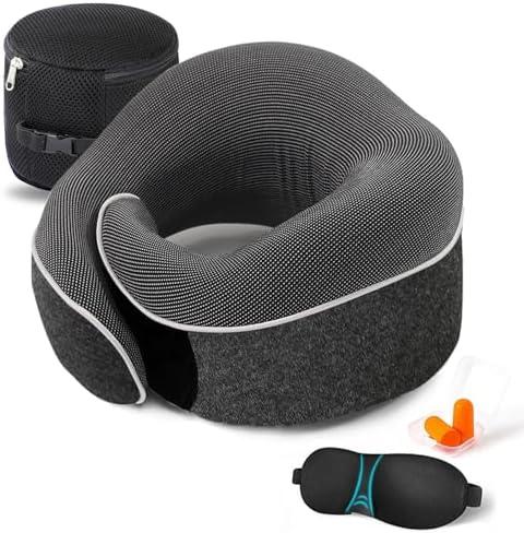 Amazon.com: UBEUONLY Travel Neck Pillow Chin Support Pillow Adjustable 100% Pure Memory Foam , New Ergonomic Design Soft Best Full Neck Surround Pillow Sleep for Home, Airplanes & Car (Black) : Home & Kitchen