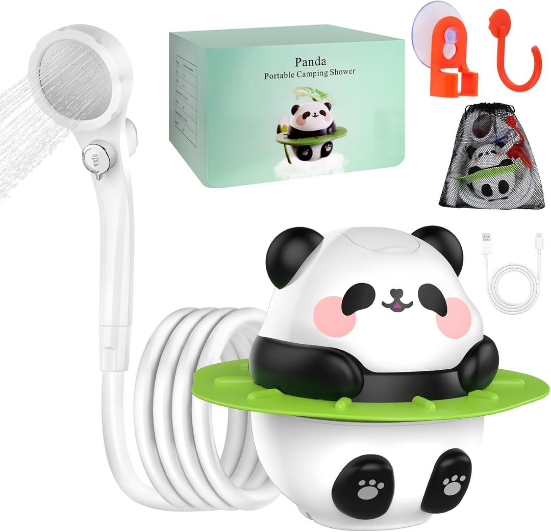 Portable Shower for Camping, 10500mAh Rechargeable Outdoor Shower with 3 Spray Modes, IPX7 Waterproof Camping Shower Pump for Hiking, Travel, Pet Bath, Car Washing (Black)