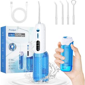 Water Flosser,2 in 1 Water Dental Flosser with 2 Water Tanks,3 Mods 4 Jet Tips Water Flossers for Teeth Suit for Business Trips, Outings and Daily Oral Cleaning Use(Blue)