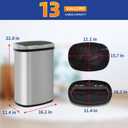 BestOffice | 13 Gallon Trash Can with Lid | Automatic Touchless Garbage Can | Odor Control | Modern Oval Design | Easy to Clean | Stainless Steel | Fits Any Kitchen, Bathroom, Office or Home