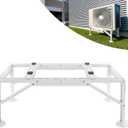 Mini Split Ground Stand for 9000-18000 BTU, Mini Split AC Bracket for Ductless Air Conditioners Heat Pump System,Heavy Duty Condenser Stand Adjustable Length 9.6" to 33.1" Max Load 500Lbs(White)