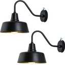 Naurham Barn Lights Outdoor Gooseneck Lighting, Dusk to Dawn Black Exterior Barn Lights for House, Farmhouse Wall Lighting Fixtures with Sensor for Porch Garage (2, 11" Diameter)