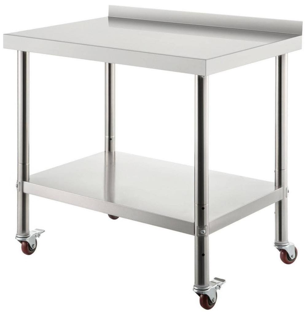 Stainless Steel Prep Table 36 x 24 in. Heavy Duty Metal Worktable with Adjustable Undershelf Kitchen Utility Tables
