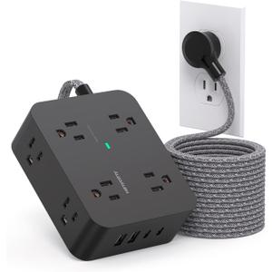 Extension Cord 25 Ft, HANYCONY Surge Protector Power Strip with 8 Outlets 4 USB Ports(2 USB C), Long Cord, Wall Mount, Desk USB Charging Station for Home Office College Dorm Room Essentials