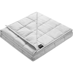 ZonLi Weighted Blanket for Adults (100% Cotton, 60"x80", 20lbs, Queen Size Light Grey) High Breathability Heavy Blanket, Soft Material with Premium Glass Beads, All-Season, Easy Care