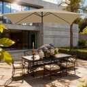 6.5x10FT Rectangular Patio Umbrella with Push Button Tilt & Crank Lift for Garden,UV Protection Outdoor Umbrella for Deck,Pool and Yard,Beige