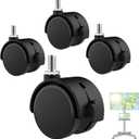 4 PCS 2 Inch TV Stand Wheels, M8 Swivel Caster Wheels Threaded Stem, Heavy Duty Casters with Locking Brake, 360 Degree Rotatory, Easy to Install, Black Nylon Replacement Wheel for TV Stand
