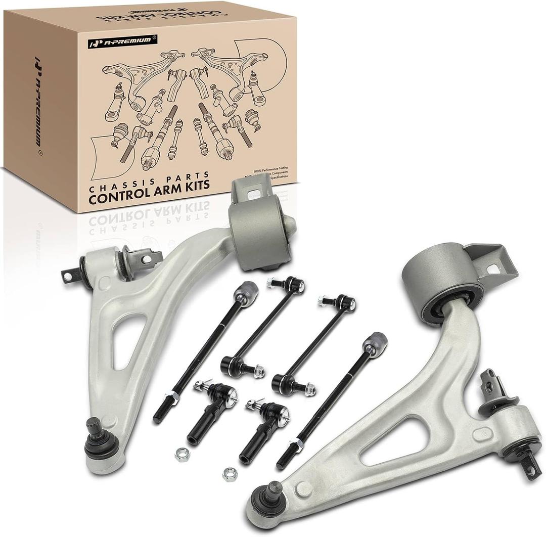 A-Premium Set of 8, Front Lower Control Arm, Sway Bar Link, Inner Outer Tie Rod End, Compatible with Ford Freestar 2004-2007, Mercury Monterey 2004-2007