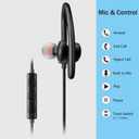 Single Earbud, One Ear Sport Earphone with Hook, Mono Headphone with Mic and in-line Control for Safe Driving, Biking, Running, Gaming and Working, for Right Ear Wearing Only, CGS09