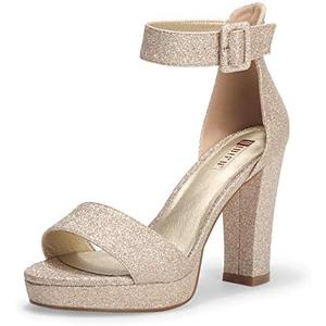 IDIFU Women's IN4 Sabrina Platform Chunky High Heels Ankle Strap Heeled Sandals Wedding Party Dress Shoes 9 Size, Gold Glitter  IDIFU Women's IN4 Sabrina Platform Chunky High Heels Ankle Strap Heeled Sandals Wedding Party Dress Shoes 9 Size, Gold Glitter