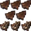 Jingmore 8 Pcs Christmas Wooden Bowl Christmas Tree Tray Dough Charcuterie Board Rustic Xmas Sushi Plate Hand Carved Wood Bowl Paulownia Bowls for DIY Decoration Dining Home