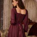Scarlet Darkness Renaissance Corset Dress Long Sleeve Party Mini Dress, Size 12 (Red)