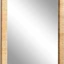 Kate and Laurel Rahfy Boho Rectangle Rattan Wall Mirror, 24 x 36, Natural Wood, Decorative Rounded Rectangular Mirror with Authentic Rattan Frame for Bathroom Vanity Mirror