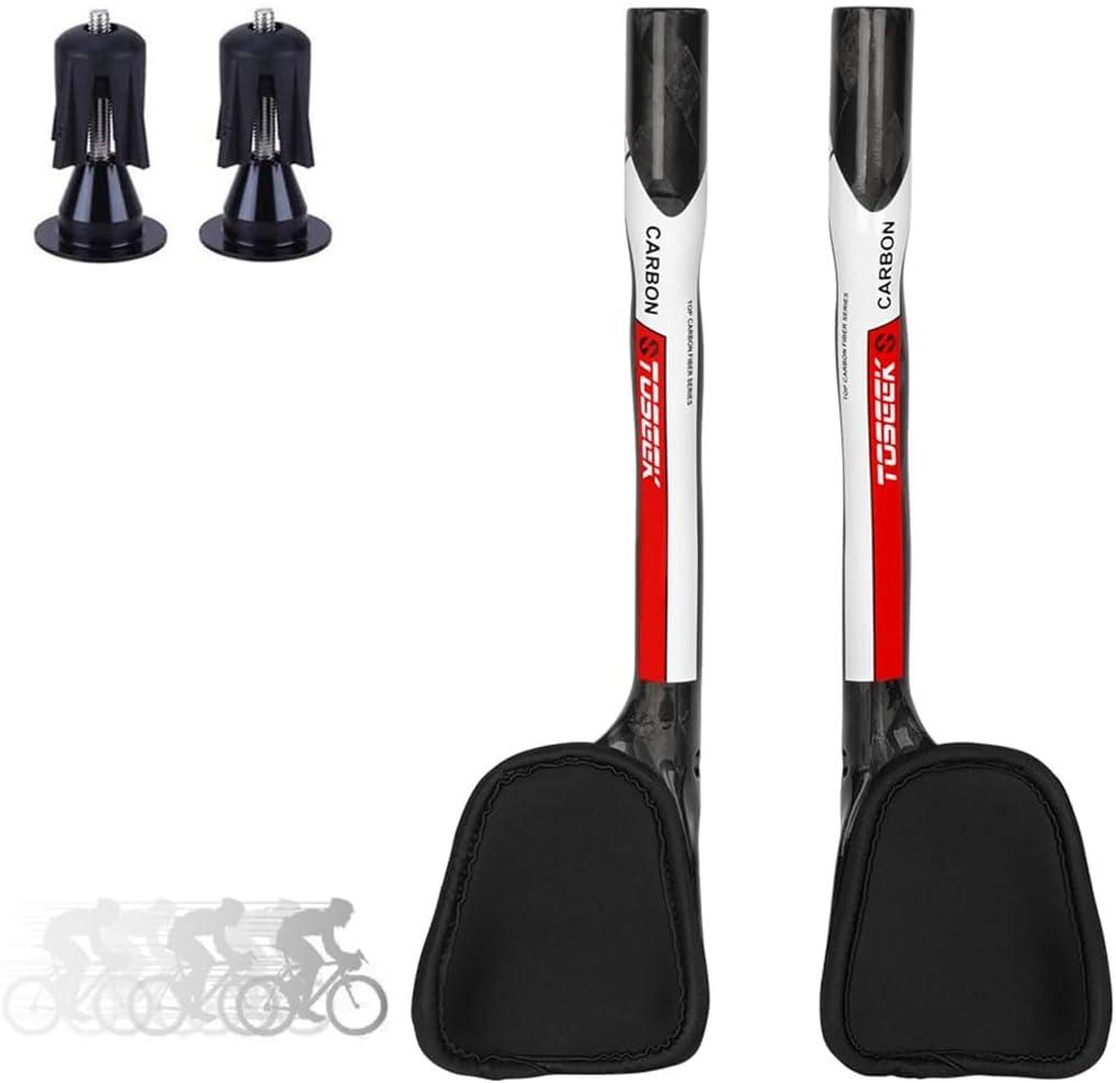 Bicycle TT Rest Bar 12K Glossy Full High Carbon Fiber TT Bar Aero Bars Tri Bars Cycling Arm Rest Put bar for Road MTB Bike 31.8mm Clamps - Red