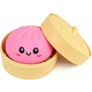 Pink Dumpling Squishies New Mystery Squishies Dumpling with Box Stress Relief Balls Sensory Toys Desk Squeeze Toys Gift