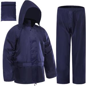 RainRider Rain Jacket Pants Suits for Men Women Waterproof Lightweight Rain Gear Workwear (Medium, Navy)