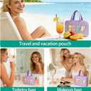 Toiletry Bag for Women Chenille Letter Makeup Bag Water-resistant Cosmetic Bag Travel Bag with Hanging Hook Preppy for Store Toiletries Cosmetic Accessories Medium Purple