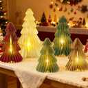 5Pcs Large Christmas Table Decorations Paper Christmas Trees, Light Up Honeycomb Xmas Tree Centerpieces for Tables for Christmas Frozen Winter Wonderland Party Vintage Home Decor, 12/14/16 Inch (Colorful)