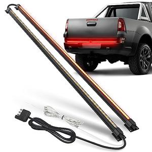 IMETAPLUS LED Tailgate Light Bar with 4-Way Flat Connector Wire - Amber Sequential Turn Signal, Red Brake/Running, White Reverse Lights, Brake LED Light Bar for Truck, Pickup, SUV, RV