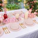 YOUBET 100 Pack Pink Scalloped Plastic Plates - 6.5 Inch Pink Disposable Plates - High End Elegant Vintage Dessert Plate for Party & Weeding & Birthday Mothers Day