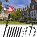 9 FT Tangle Free Flag Pole in Ground, Thickened Stainless Steel with 5 Prongs Base, Heavy Duty Flag Pole Holder, Flagpole Kit for Residential or Commercial (1 Pack, Black, Without Flag)