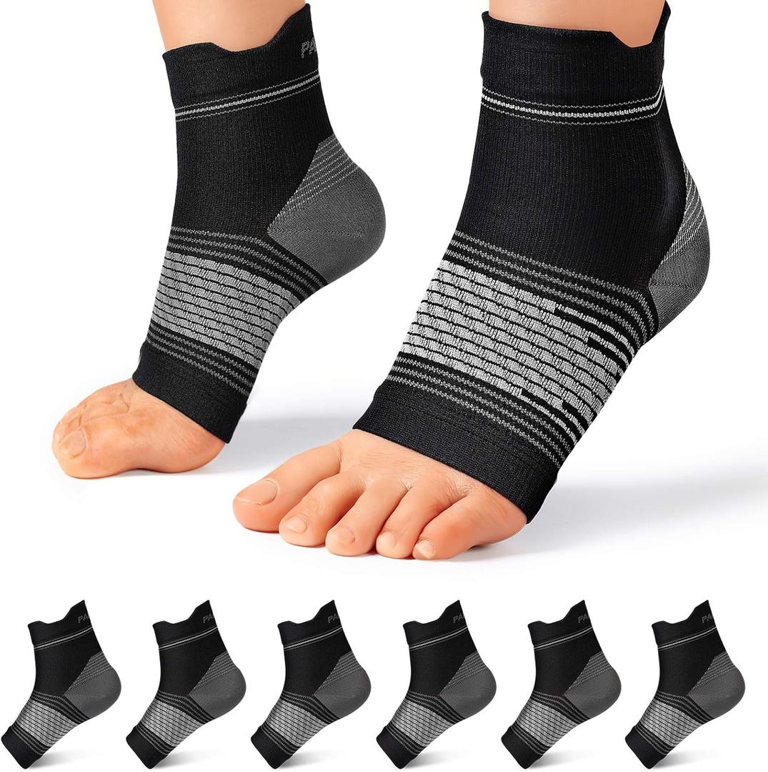 Plantar Fasciitis Sock (3 Pairs) for Men and Women, Compression Foot Sleeves with Arch and Ankle Support (Black, Medium)