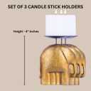 Gold Elephant Candle Holder Set of 3 Decorative Taper & Small Pillar Candlestick Holders for Dining Table, Living Room & Home Decor