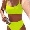 Jolefille High Waisted Bikini Sets for Women Tummy Control Two Piece Swimsuit Push Up High Cut Cheeky Bathing Suit Teen 2026, Medium