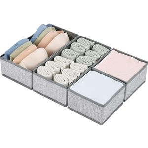 DIMJ Drawer Organizer Clothes, Dresser Organizer For Nursery, Bedroom, Closet, Baby Clothes Organizer and Storage, Foldable Fabric Drawer Dividers for Baby Socks, Belt, Tie (4 Pack, Blended)