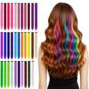 BEAHOT 32 PCS Clip in Colored Hair Extensions for Kids, 20 Inches Rainbow Long Straight Hairpieces Synthetic, Hair Extensions-Pretty Gift for Cosplay Dress Up Fashion Party Birthday32 Colors