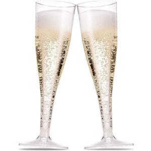100 Plastic Champagne Flutes - 5 Oz Disposable Clear Champagne Glasses for Parties, Mimosa Bar, Events, Wedding and Shower Party Supplies - Toasting Cocktail Cups