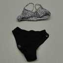 SHENHE Girl's 2 Piece O Ring Bikini High Waisted Spaghetti Strap Cute Swimsuit Bathing Suit (Black and White) 12-13Y
