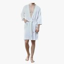 Men's Waffle Robe, Lightweight Knee Length Kimono Bathrobe, Nightgown Shower Robe for Spa, L