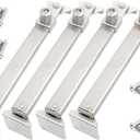 Window Hinges - Casement Window Stays & Locks, Angled Fixed Base, Sprayed Silver Style, 2 Pair, 6 Fixed Slots