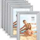 Langdon House - 4x6 Picture Frames - Silver, 6 Pack - Contemporary Frame Set - Wall Mount or Table Top - Prosperity Collection
