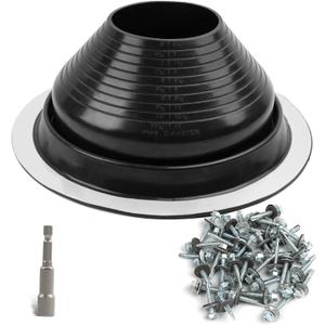 #7 High Temp Silicone Metal Roof Pipe Flashing Boot - Black Roof Vent Boot for Pipe OD 6" to 11" - Roof Vent Cover for Stove Pipe, Chimney, HVAC Ducts & Plumbing Vents with Roofing Screws & Hex Socket
