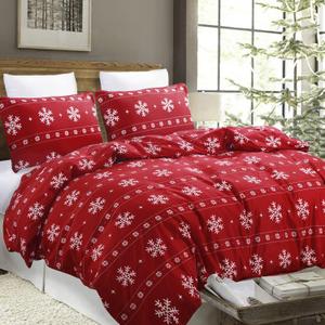 Vaulia Soft Microfiber Christmas Bedding Duvet Cover Set, Snowflake Pattern Design for Holidays, Red Color - Queen Size (1 Duvet Cover and 2 Pillow Shams)