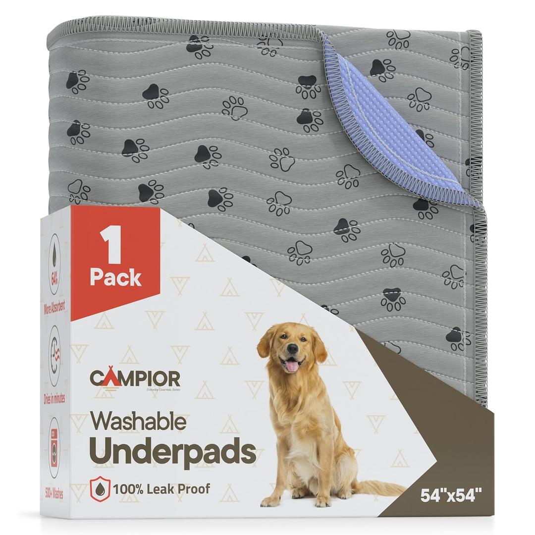 Washable Underpads 54"x54" ( Pack of 1)  Reusable Waterproof Bed Pads for Pets, Kids & Elderly, Extra Heavy Absorbent Incontinence Training & Bedwetting Pads, Grey & Blue